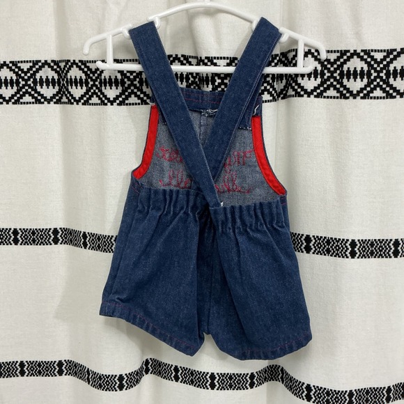 Vintage Baby Denim Shortall Romper 3M‎ My First Shortall Embroidered Overalls - Picture 3 of 5
